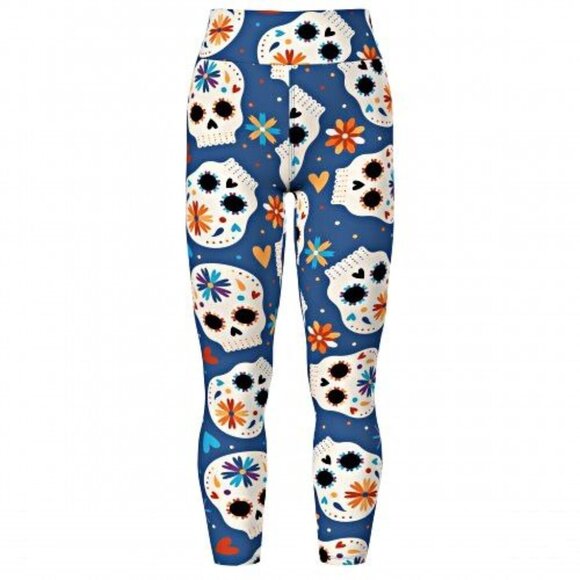 LuLaRoe Sugar Skull Halloween Leggings High-Rise Day of the Dead Stretchy Pants - Picture 4 of 12